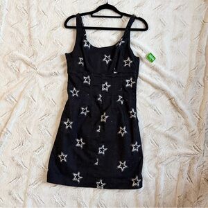 Source Unknown Black Mini Dress with White Star Print